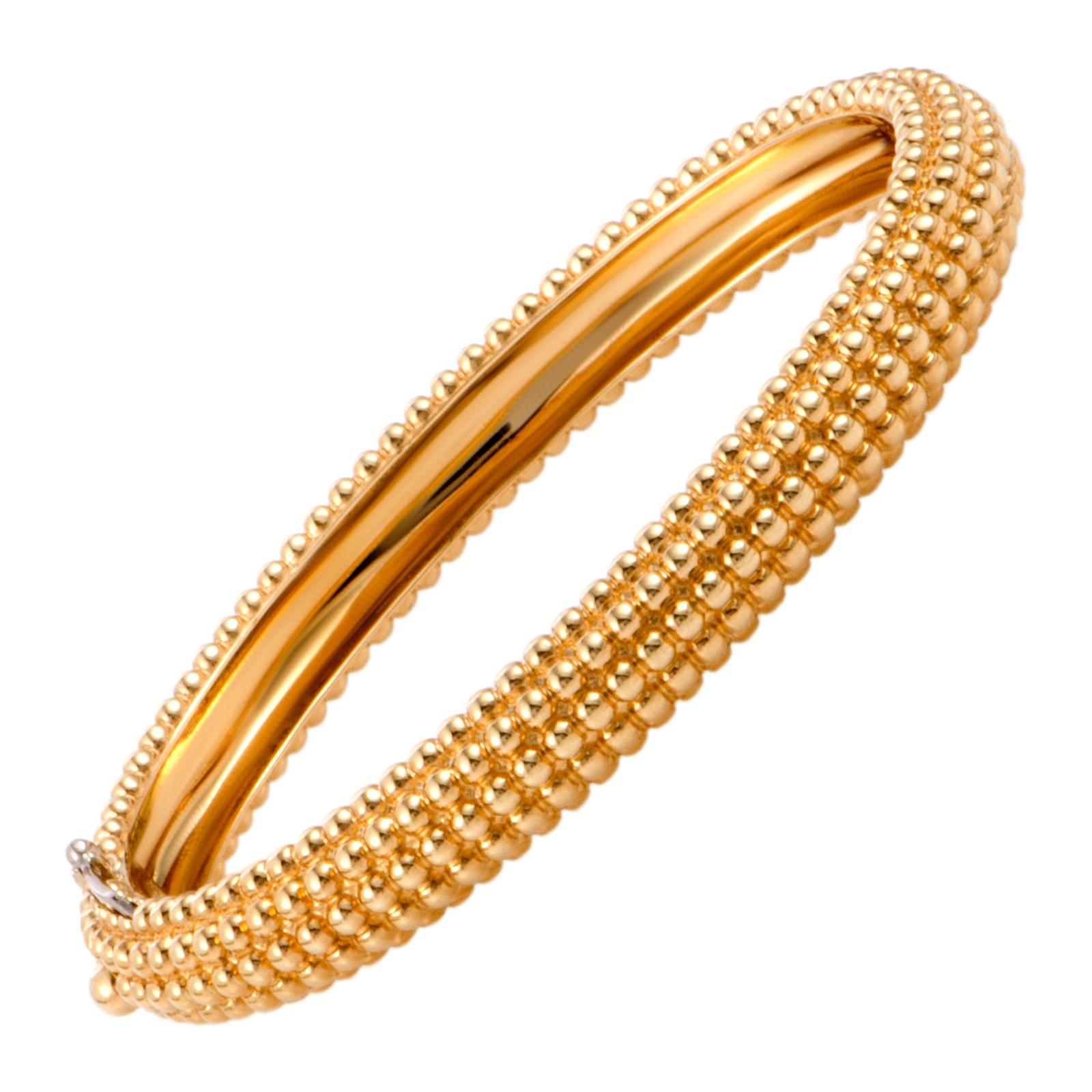 Van Cleef & Arpels Perlée 18 Karat Yellow Gold 5-Row Bangle Bracelet Small Model