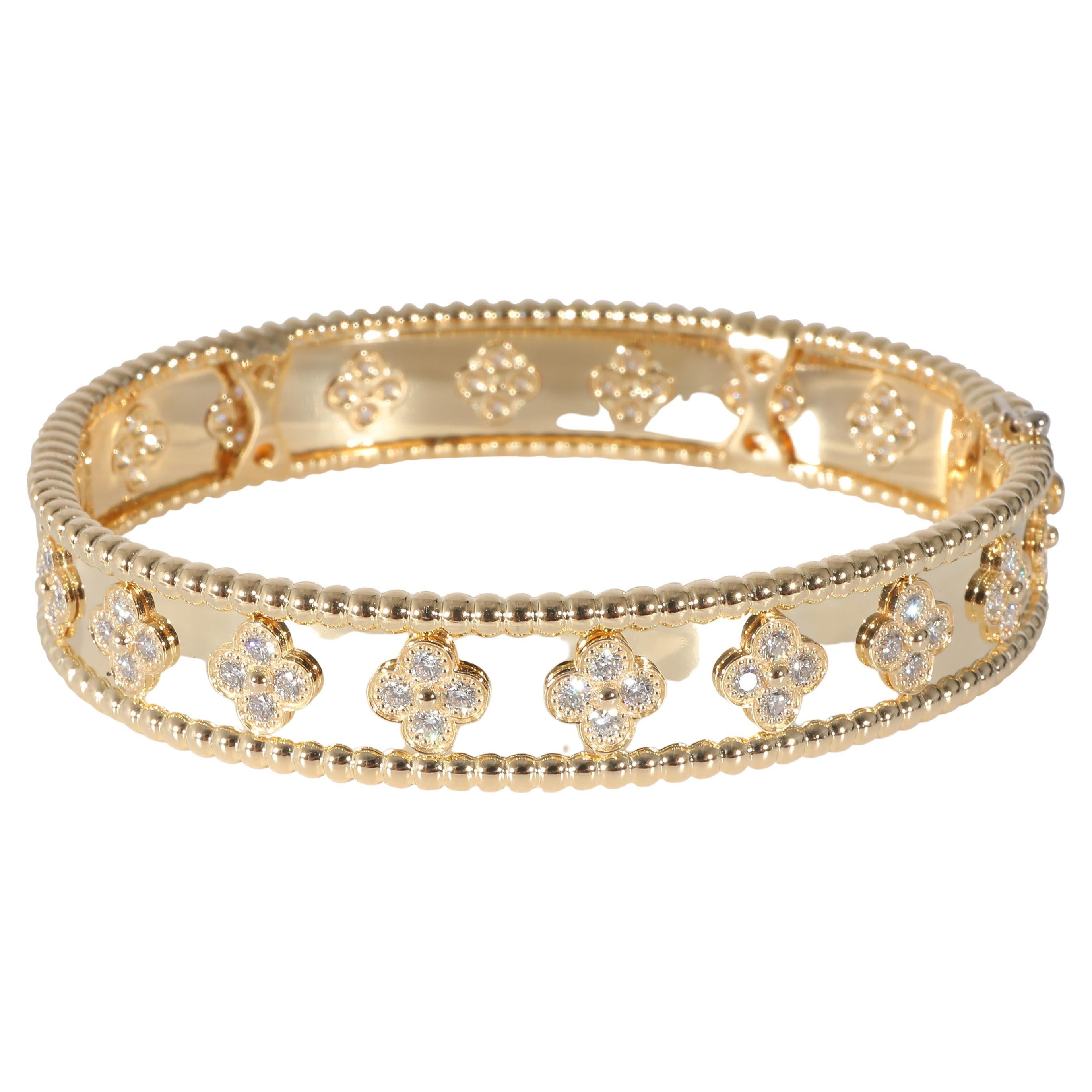 Van Cleef & Arpels Perlee Clover Diamond Bracelet in 18k Yellow Gold 1.61 CTW For Sale