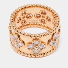 Van Cleef & Arpels Bague Perlée Trèfle Diamants Or Rose 18k