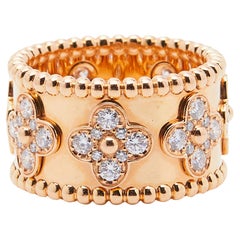 Van Cleef & Arpels Perlée Clover Diamonds 18k Rose Gold Ring 