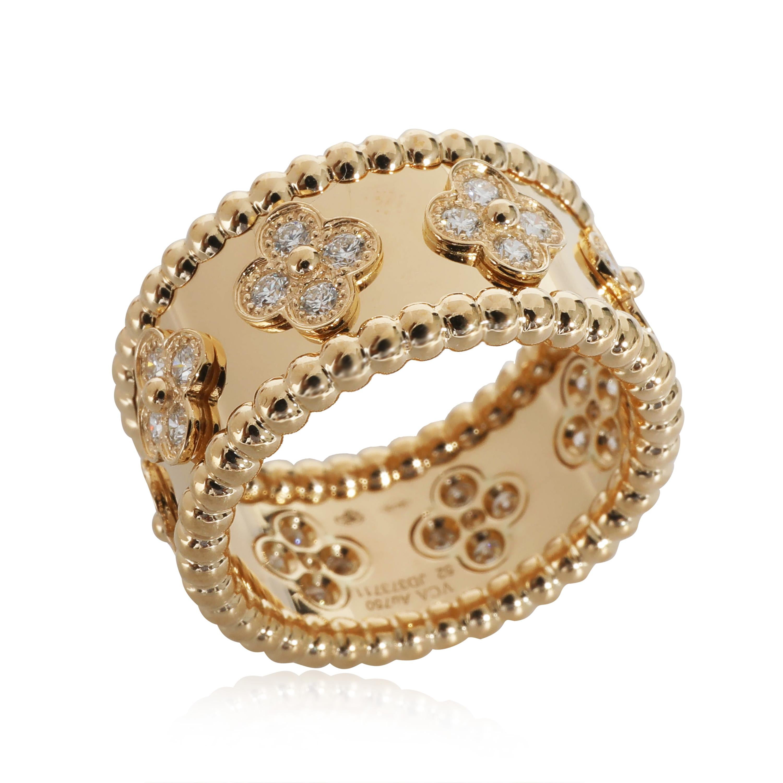 Van Cleef & Arpels Perlee Kleeblatt Ring aus 18k Gelbgold 0,71 CTW im Zustand „Hervorragend“ in New York, NY