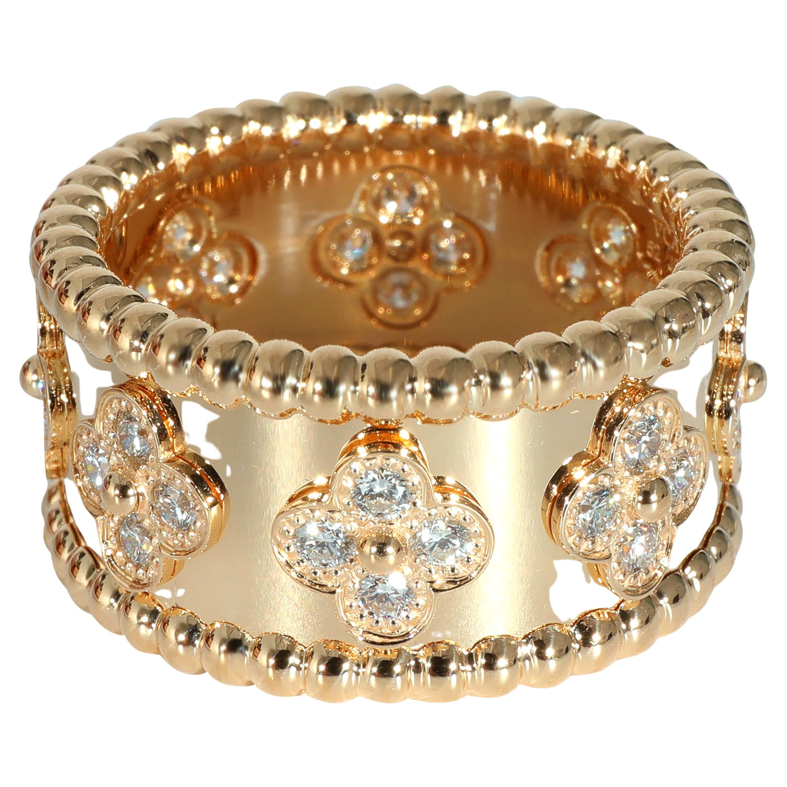 Van Cleef & Arpels Perlee Kleeblatt Ring aus 18k Gelbgold 0,71 CTW