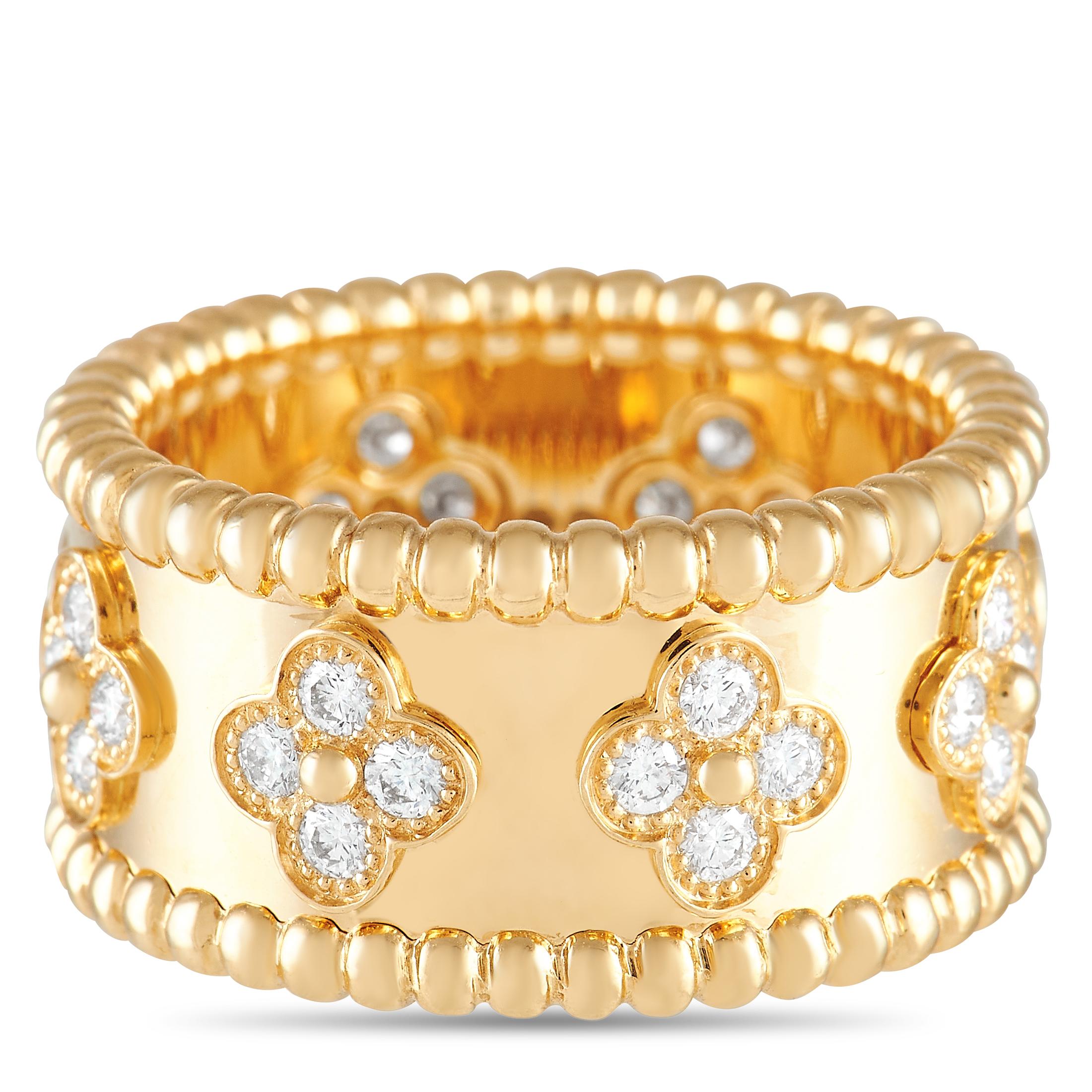 Van Cleef & Arpels Perlée Kleeblätter 18K Gelbgold 0,71 ct Diamantring (Rundschliff)