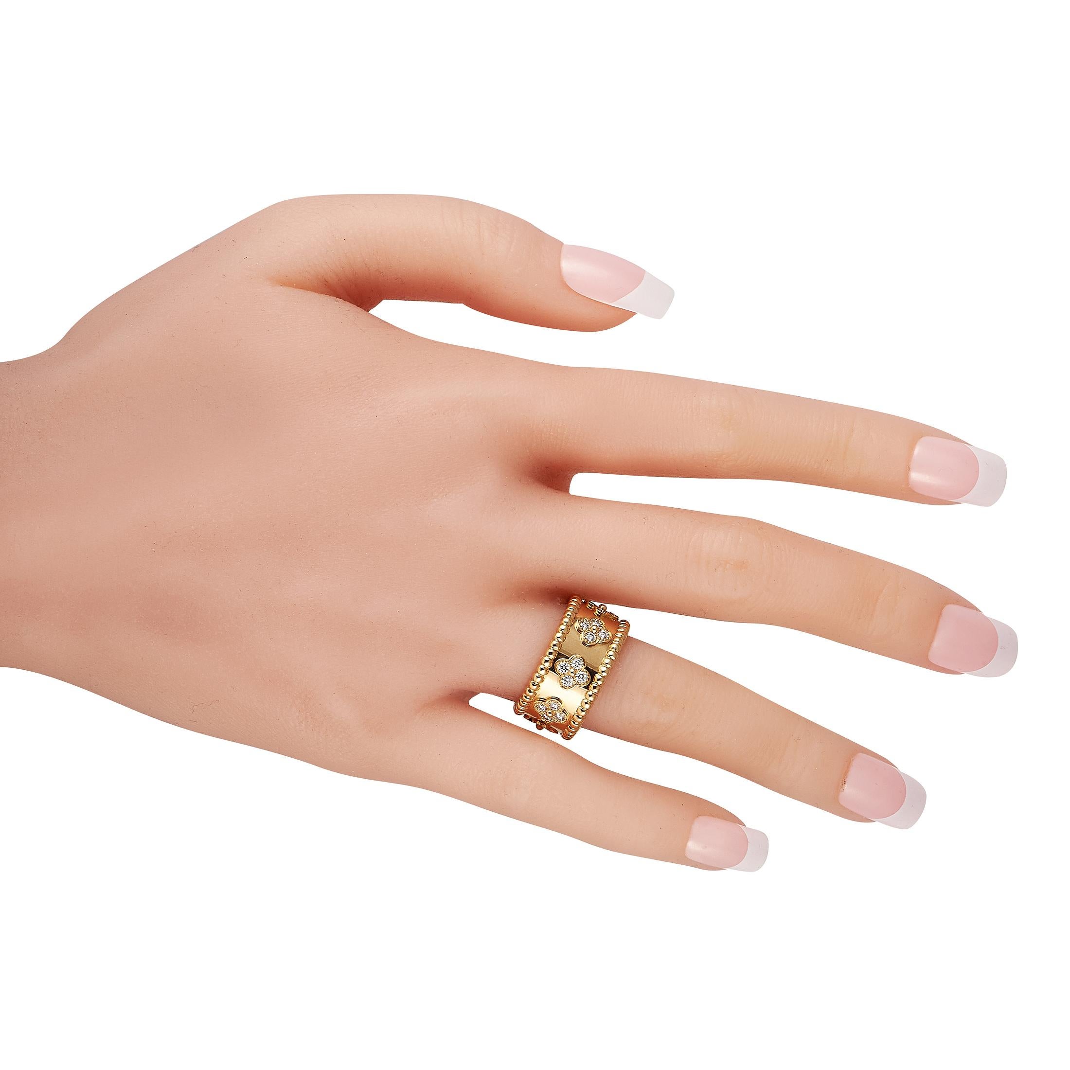 Van Cleef & Arpels Perlée Kleeblätter 18K Gelbgold 0,71 ct Diamantring im Zustand „Hervorragend“ in Southampton, PA