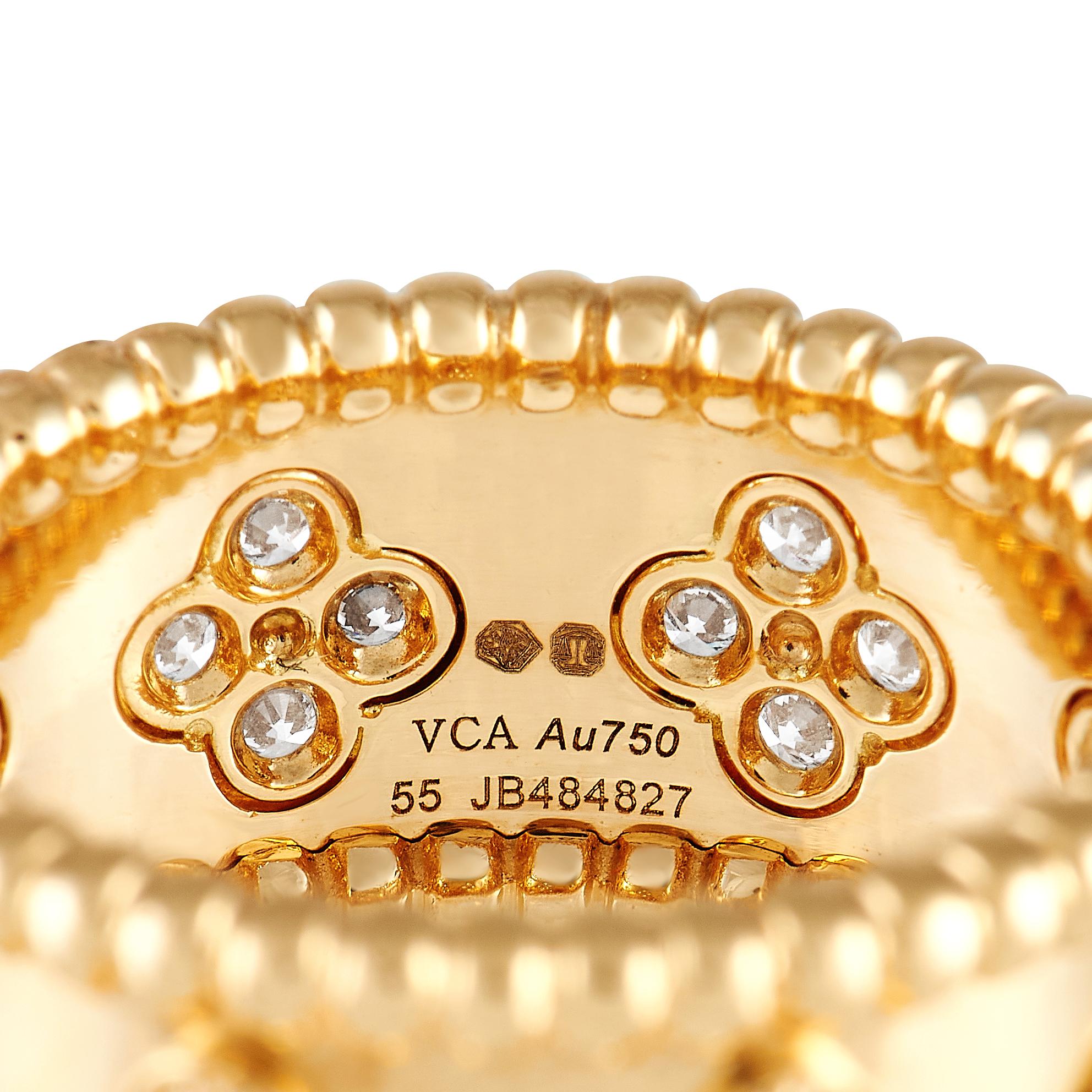 Van Cleef & Arpels Perlée Kleeblätter 18K Gelbgold 0,71 ct Diamantring Damen