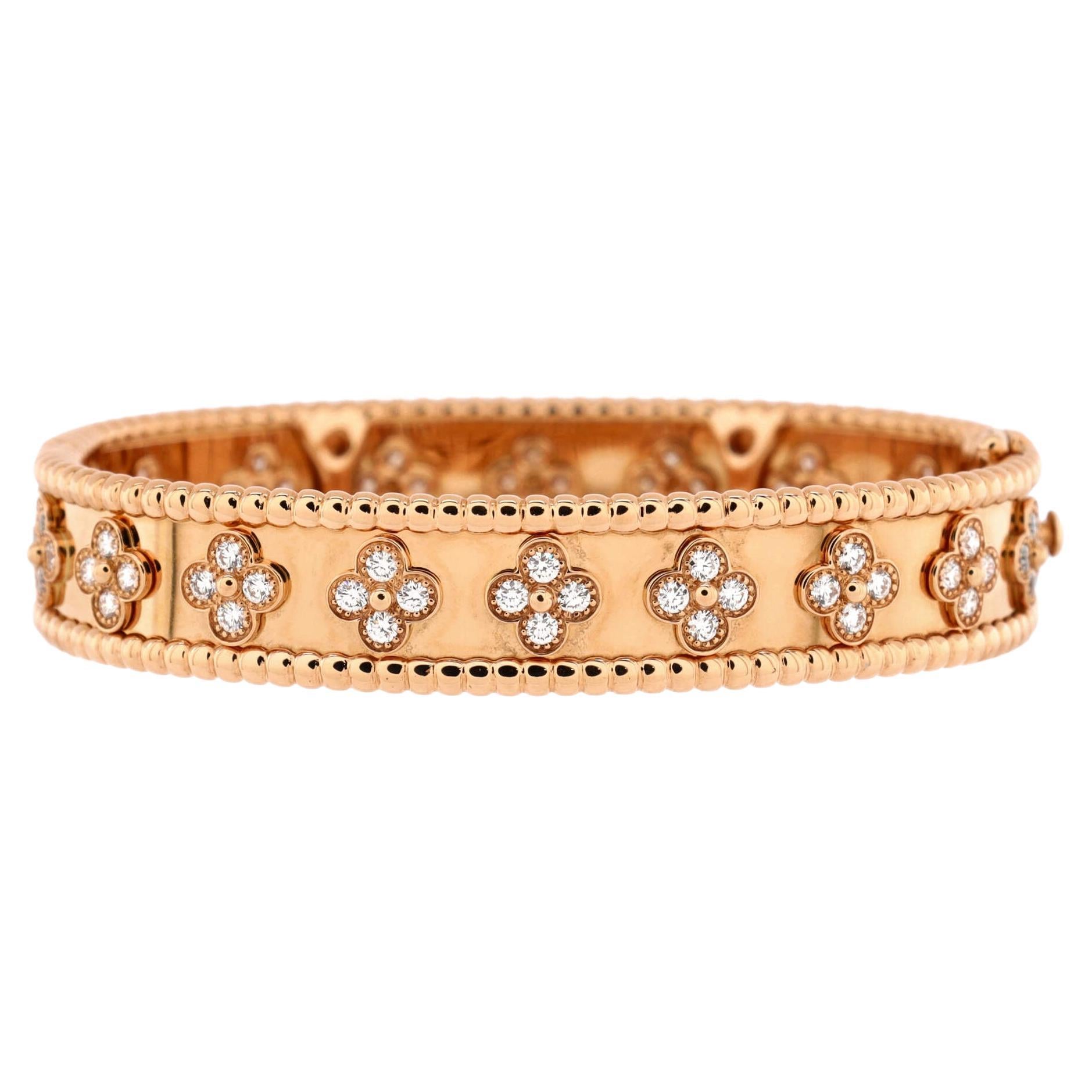 Van Cleef & Arpels Perlee Clovers Bracelet 18K Rose Gold with Diamonds