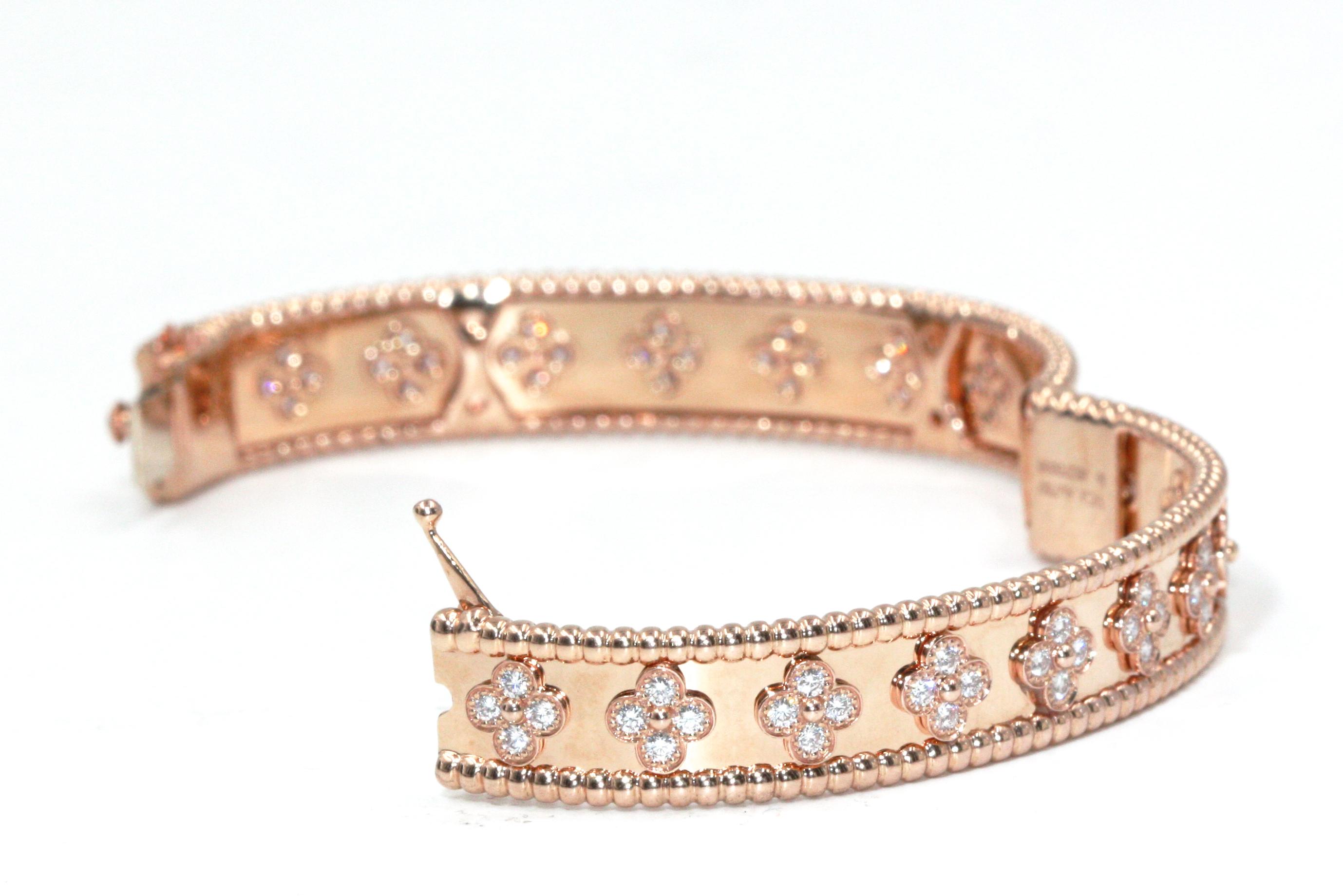 Van Cleef & Arpels Perlée Clovers Bracelet, Medium Model Pink Gold, Diamond 1