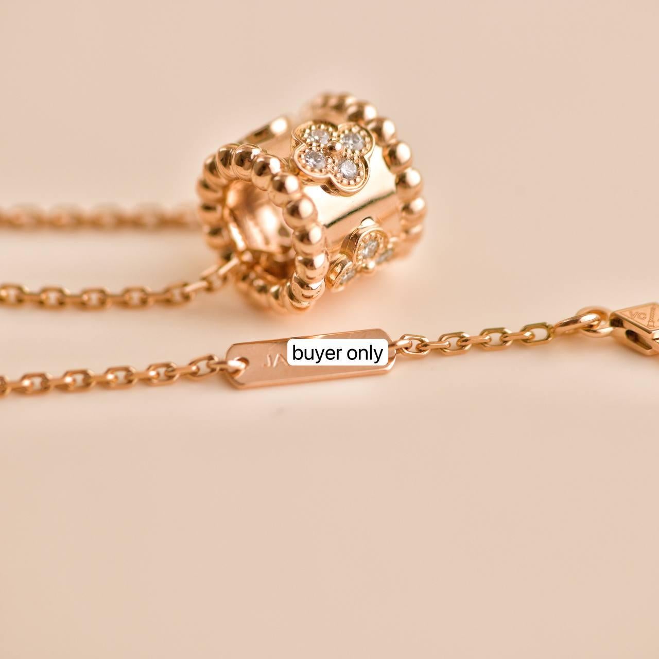 Van Cleef & Arpels Perlée Clovers Diamond 18K Rose Gold Pendant Necklace For Sale 1