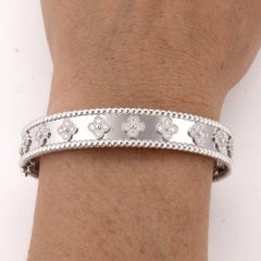 Van Cleef & Arpels Perlée Clovers Diamond 18k White Gold Bangle Bracelet