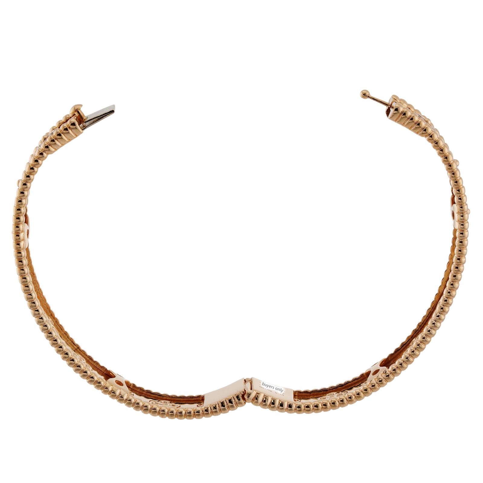 VAN CLEEF & ARPELS Perlee Kleeblätter Diamant Roségold Armband Box Papiere SM 3