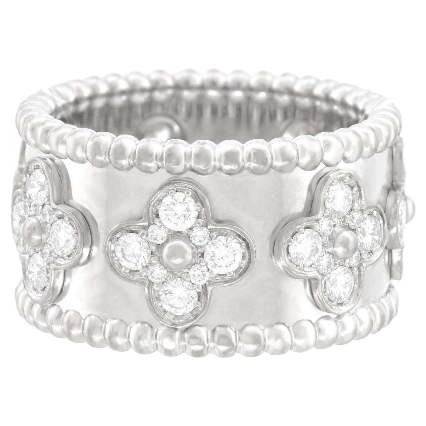 Extra Ring Van Cleef and Arpels PerlΓ©e Clovers Ring Extra Wide Model For Sale at ...
