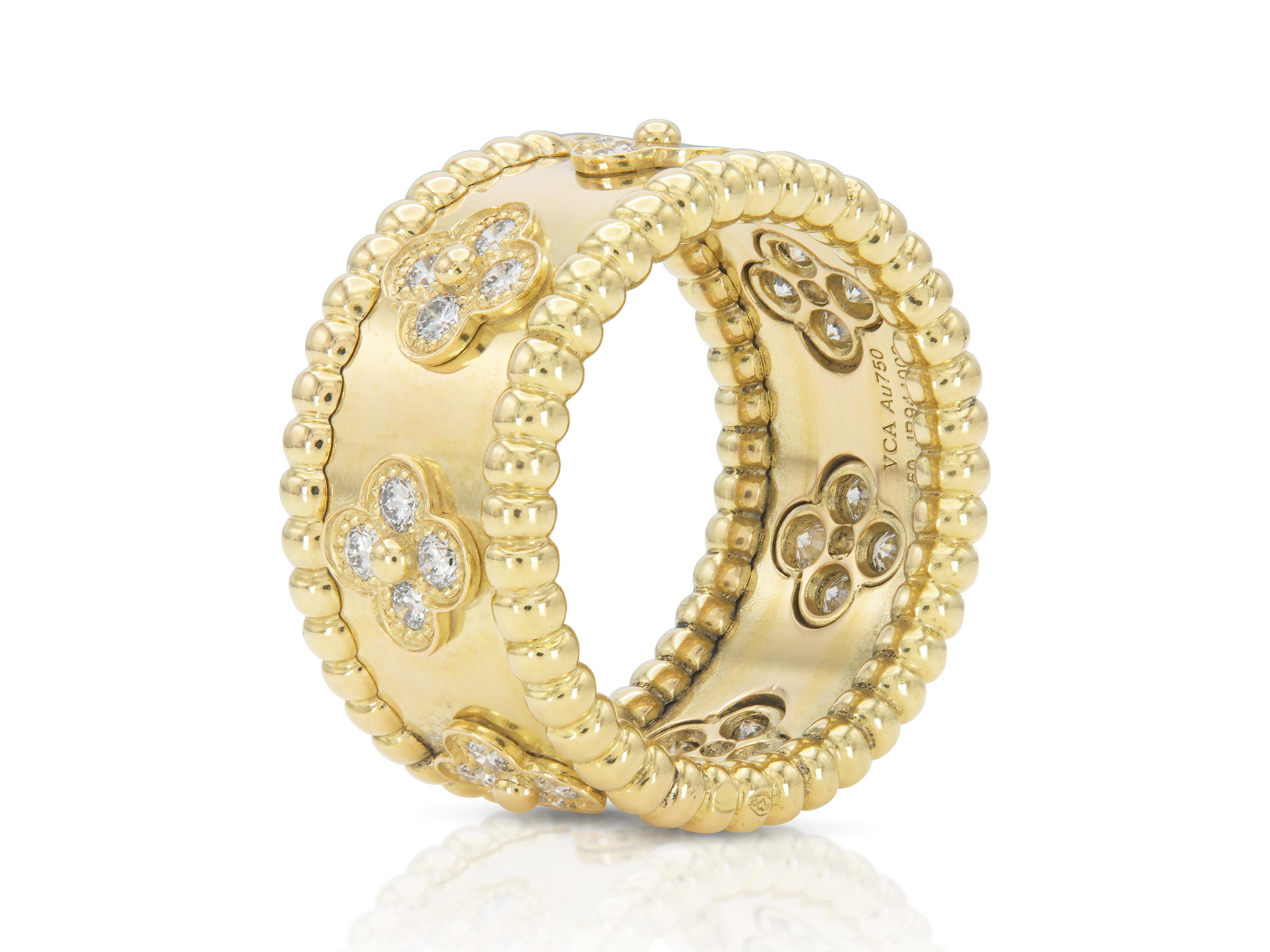 Round Cut Van Cleef & Arpels Perlée Clovers Ring For Sale