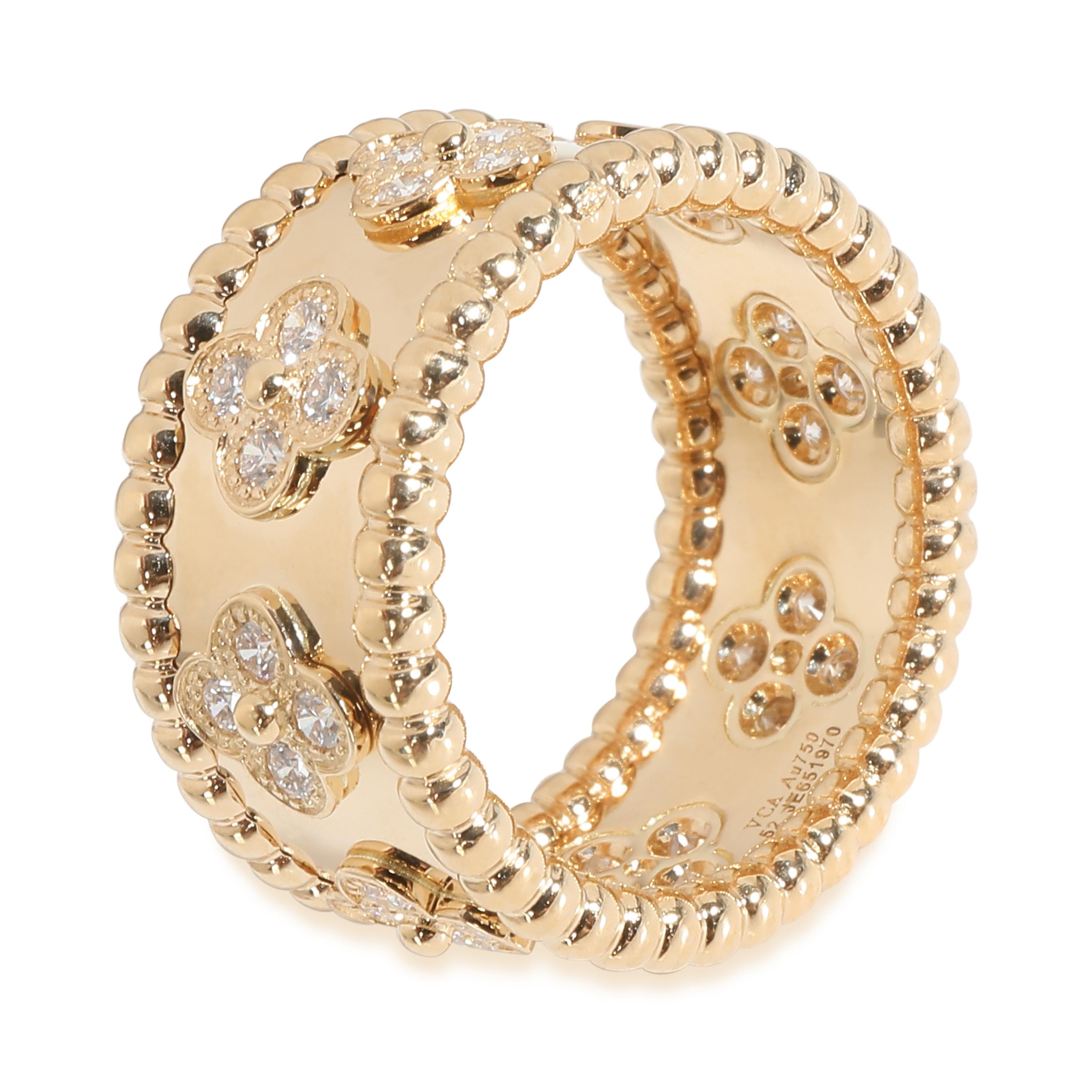 Women's or Men's Van Cleef & Arpels Perlee Clovers Ring, Medium Model in Yellow Gold 0.71 CTW For Sale