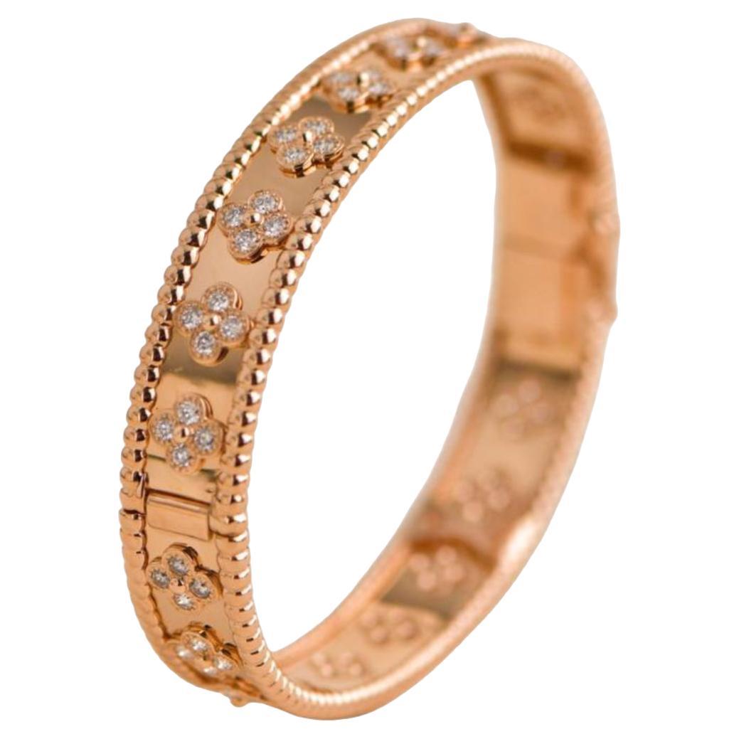 Van Cleef & Arpels Perl�ée Clovers Rose Gold Diamond Bracelet Medium Model