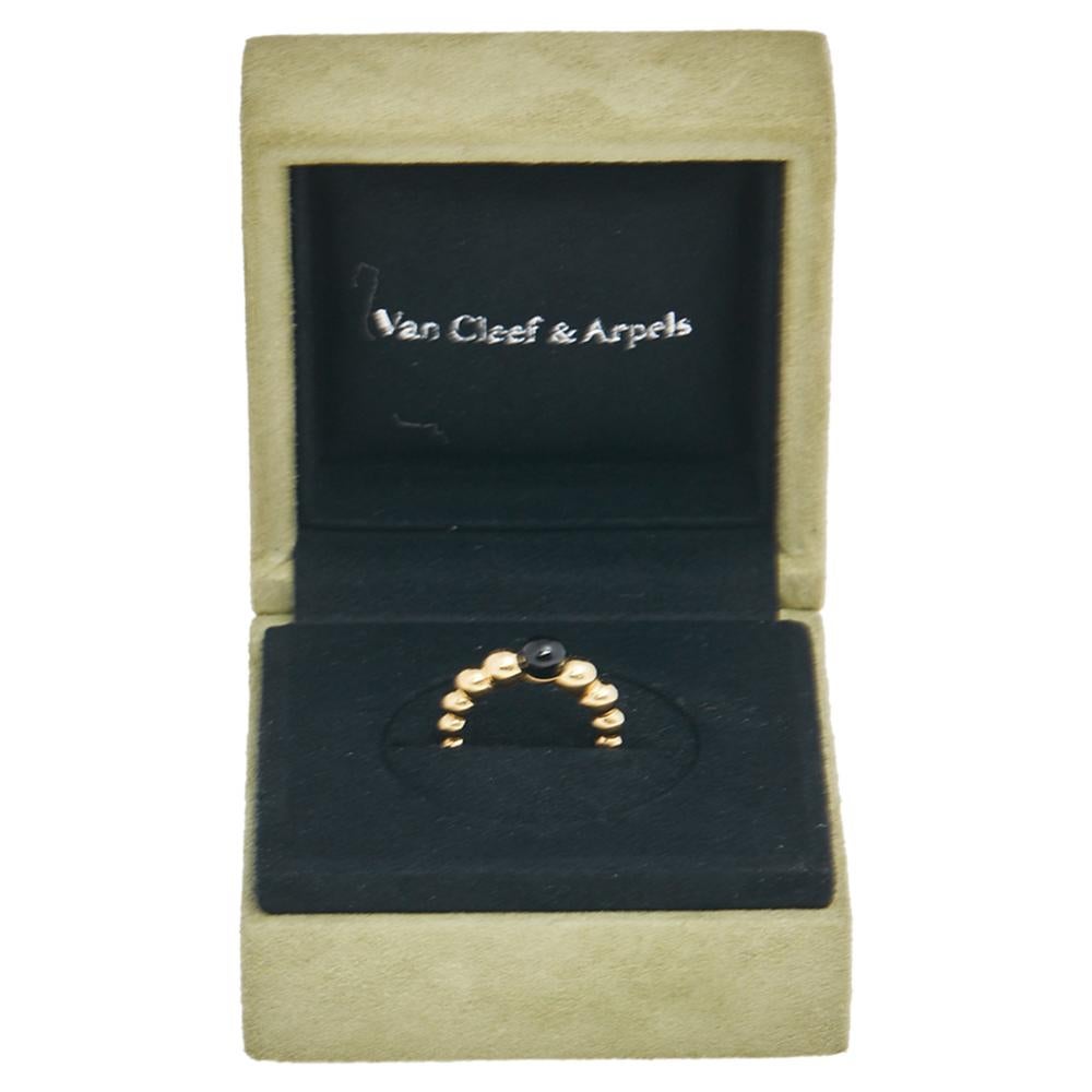Women's Van Cleef & Arpels Perlee Couleurs Onyx 18K Yellow Gold Variation Ring 48