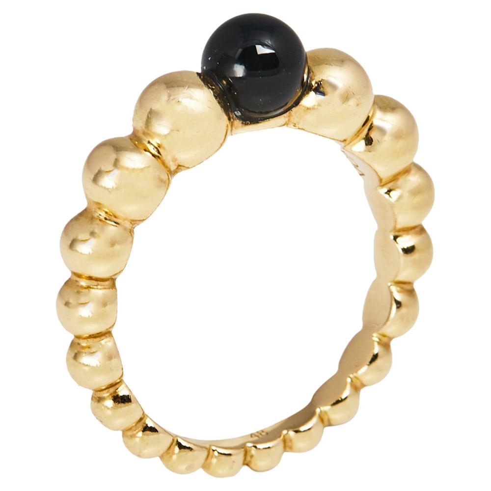 Van Cleef 
Arpels Perlee Couleurs Onyx 18K Yellow Gold Variation Ring 48