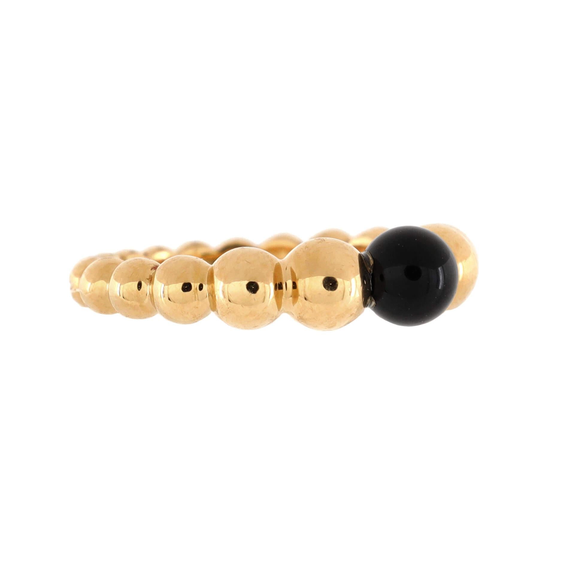 Condition: Very good. Moderate wear throughout.
Accessories: No Accessories
Measurements: Size: 4.25 - 48, Width: 2.30 mm
Designer: Van Cleef & Arpels
Model: Perlee Couleurs Variation Ring 18K Yellow Gold with Onyx
Exterior Color: Yellow Gold
Item