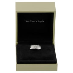 VAN CLEEF & ARPELS Perlee Diamond 18k White Gold Band 3-Row Ring