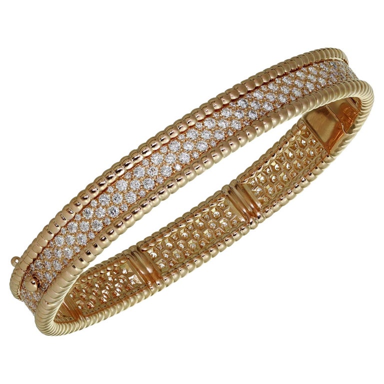 Van Cleef and Arpels Perlée Diamond 3-Row Rose Gold Medium Bracelet For  Sale at 1stDibs | van cleef bangle, triple van cleef bracelet, van cleef bangle  bracelet