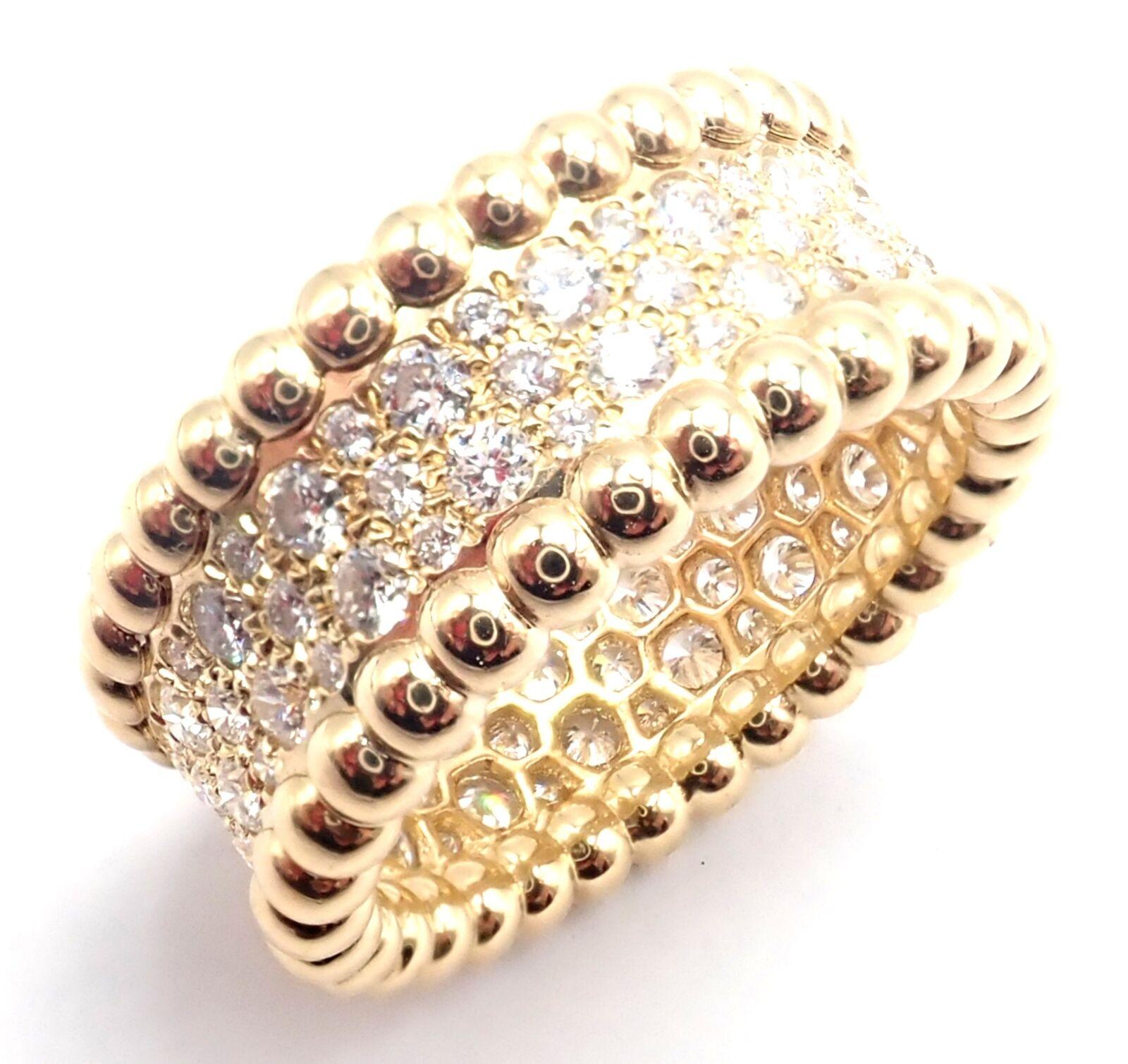 Van Cleef & Arpels Perlee Diamant-Ring aus Gelbgold mit 3 Reihen im Angebot 2
