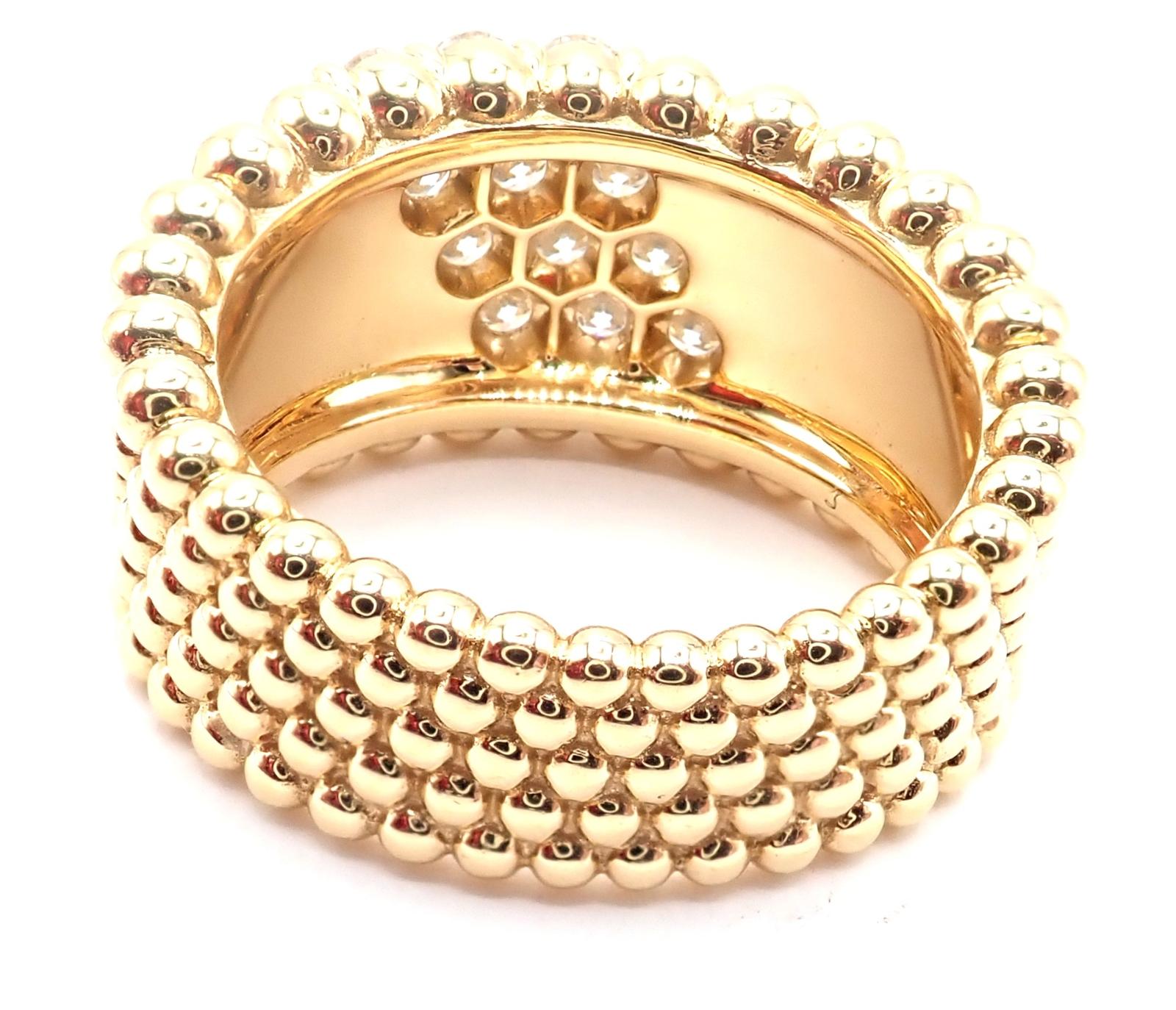 Van Cleef & Arpels Anello a fascia in oro giallo a 5 file con diamante Perlee in vendita 1