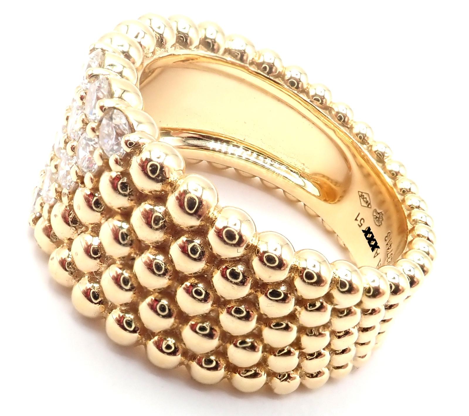 Van Cleef & Arpels Anello a fascia in oro giallo a 5 file con diamante Perlee in vendita 2