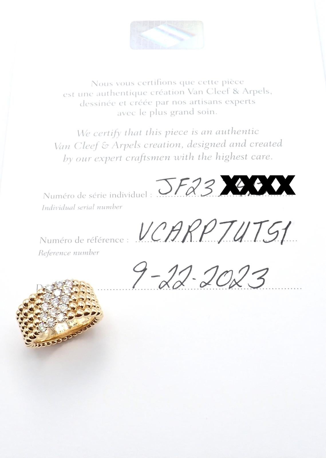 Van Cleef & Arpels Anello a fascia in oro giallo a 5 file con diamante Perlee in vendita 3