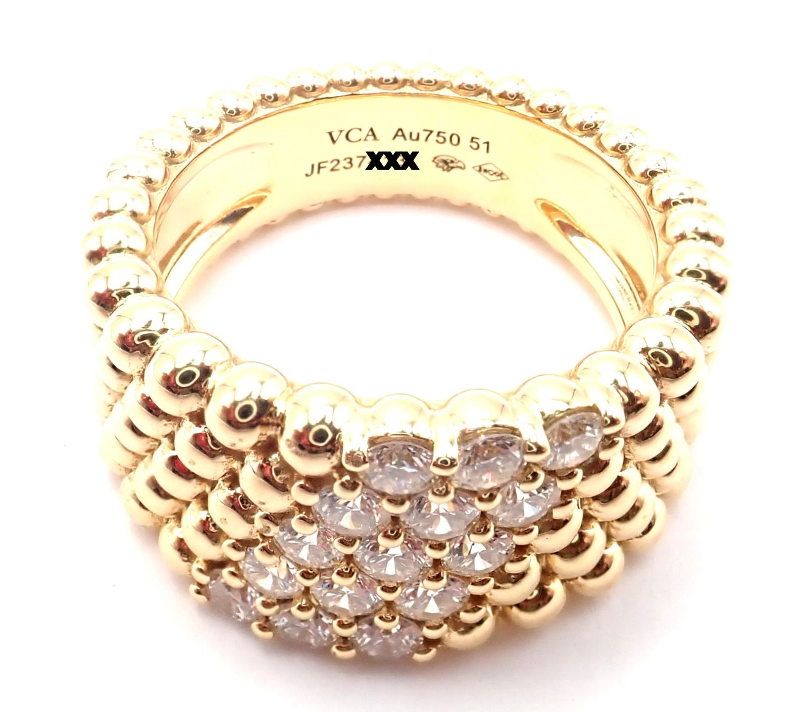 Van Cleef & Arpels Anello a fascia in oro giallo a 5 file con diamante Perlee in vendita 4