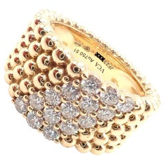 Van Cleef & Arpels, bague jonc Perlee en or jaune à 5 rangées de diamants