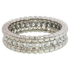 Van Cleef & Arpels Perlée Diamond Band Ring in 18K White Gold, Size 6.5
