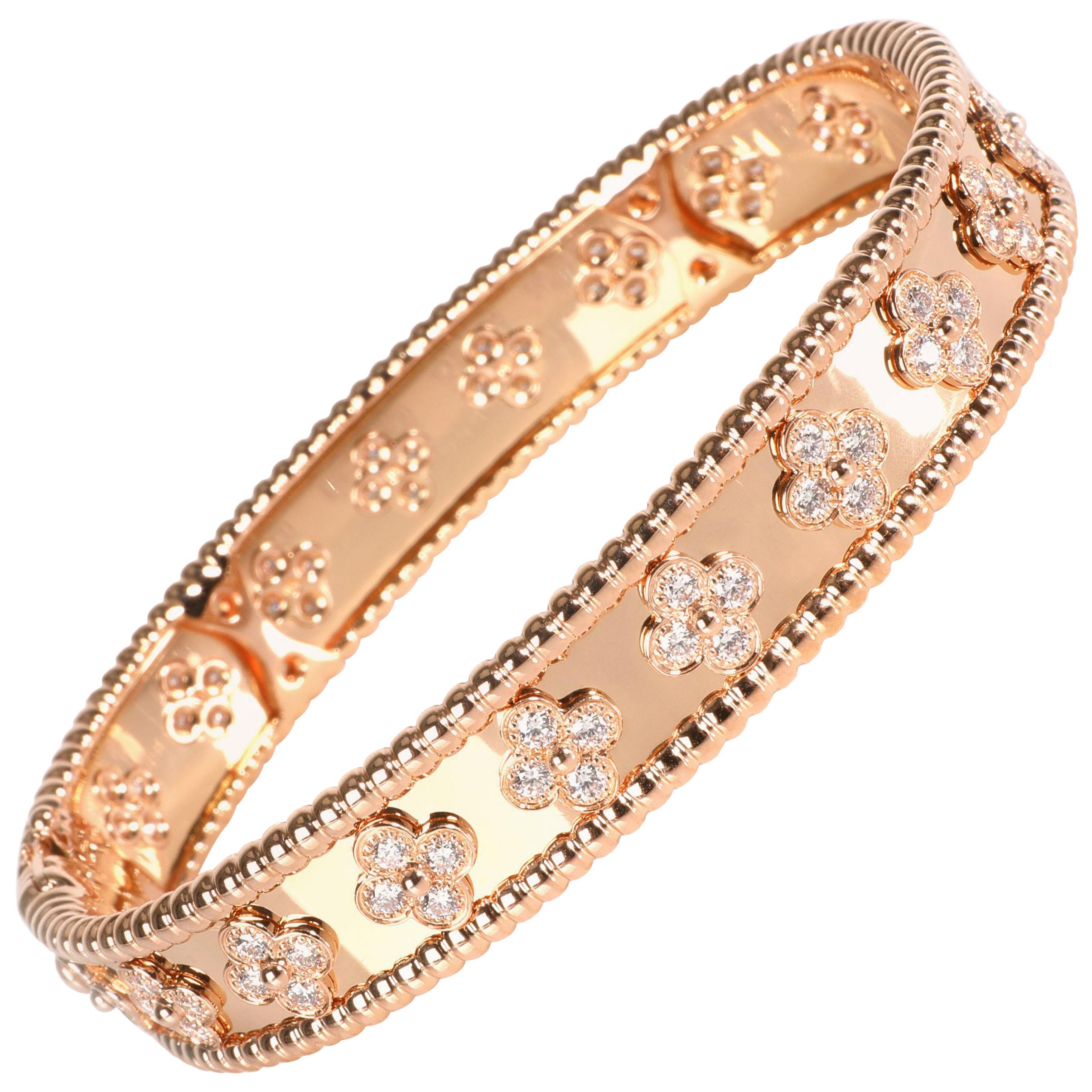 Van Cleef & Arpels Perlee Diamond Bracelet in 18 Karat Rose Gold 1.78 Carat