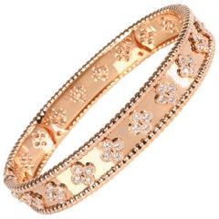 Van Cleef & Arpels Perlee Diamond Bracelet in 18 Karat Rose Gold 1.78 Carat