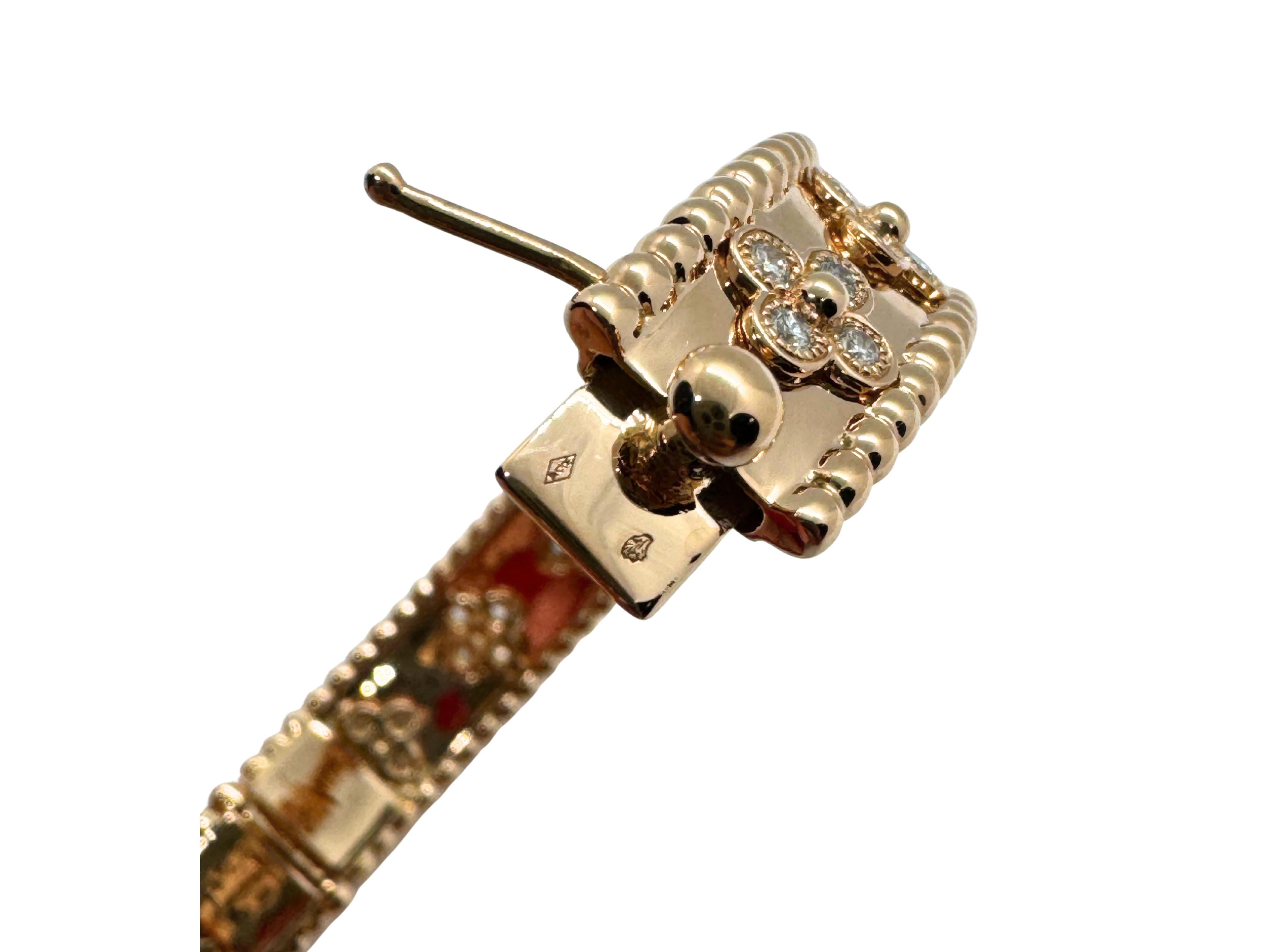 Van Cleef & Arpels Perlée Diamant Kleeblatt 18 Karat Roségold Armspange Armband im Angebot 2