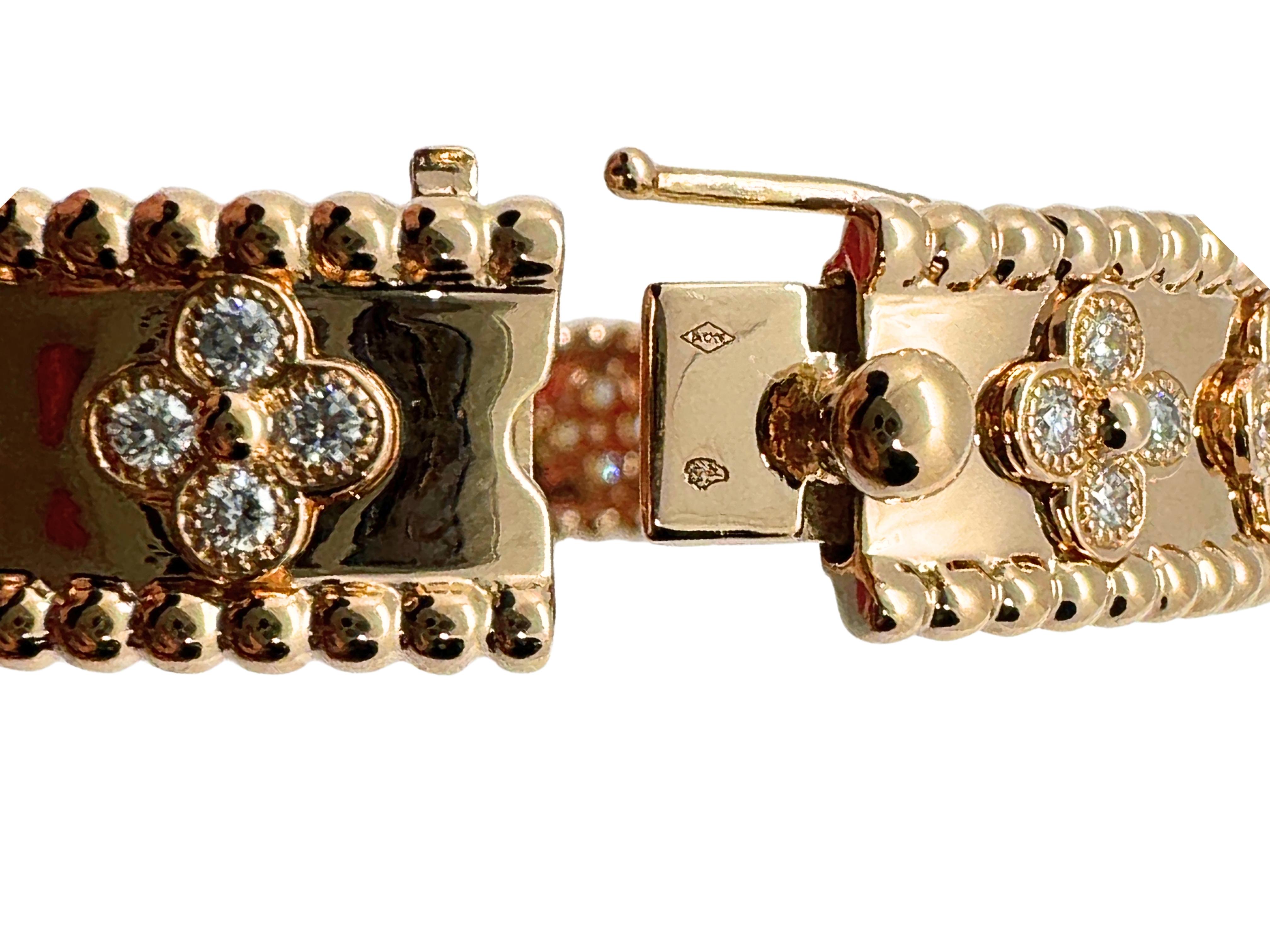 Van Cleef & Arpels Perlée Diamant Kleeblatt 18 Karat Roségold Armspange Armband im Angebot 3