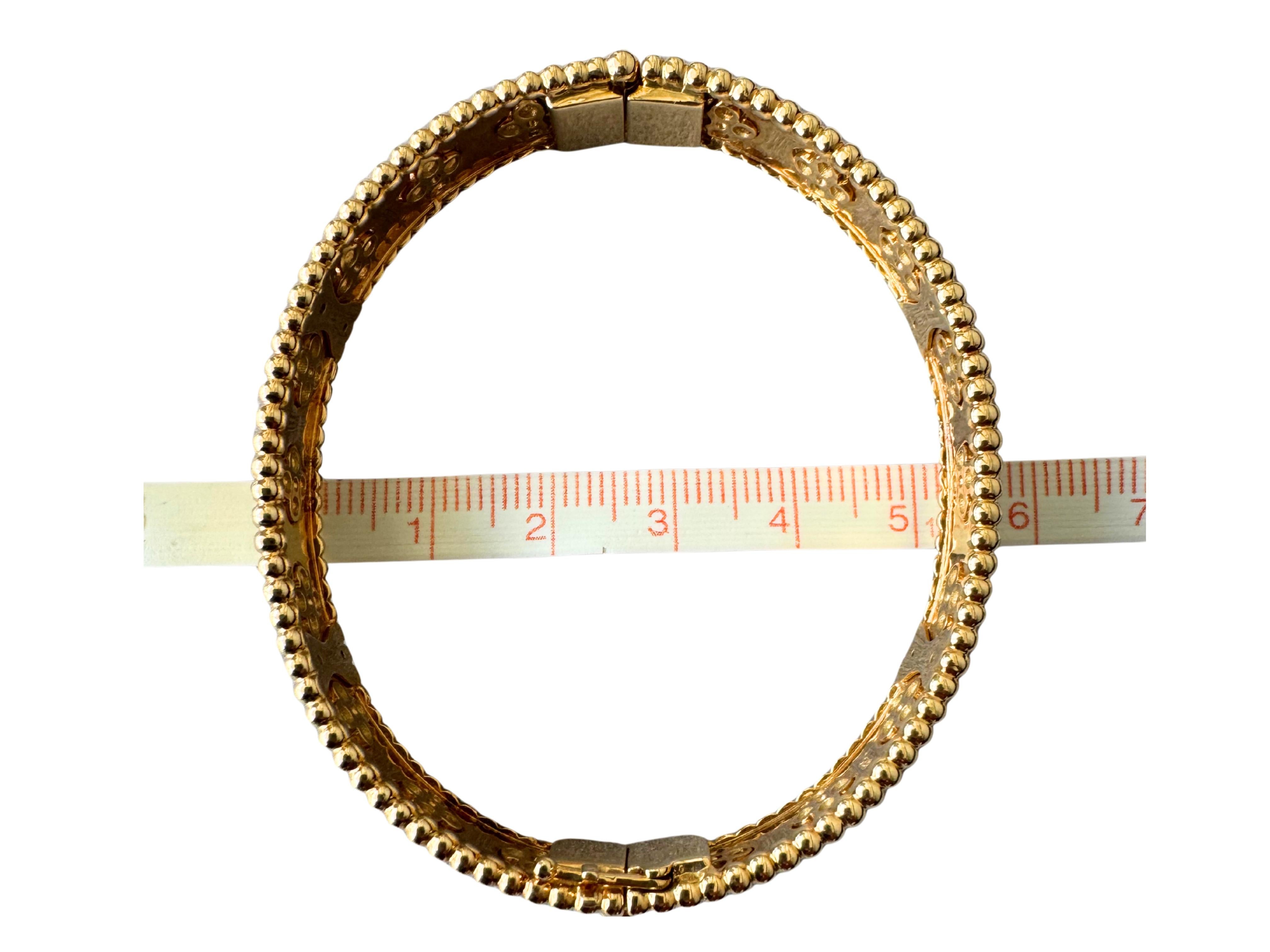 Van Cleef & Arpels Perlée Diamond Clover 18 Karat Yellow Gold Bangle Bracelet For Sale 5