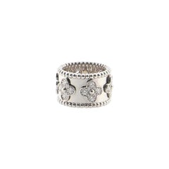 Van Cleef & Arpels Perlee Diamond Clover Ring 18 Karat White Gold Large 5.25