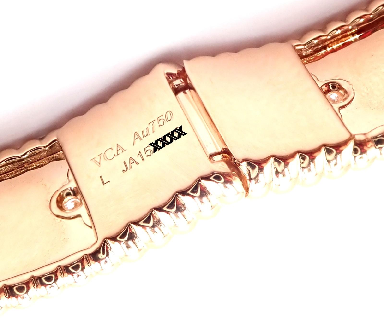 Van Cleef & Arpels Perlee Diamond Clover Rose Gold Bangle Bracelet im Angebot 3