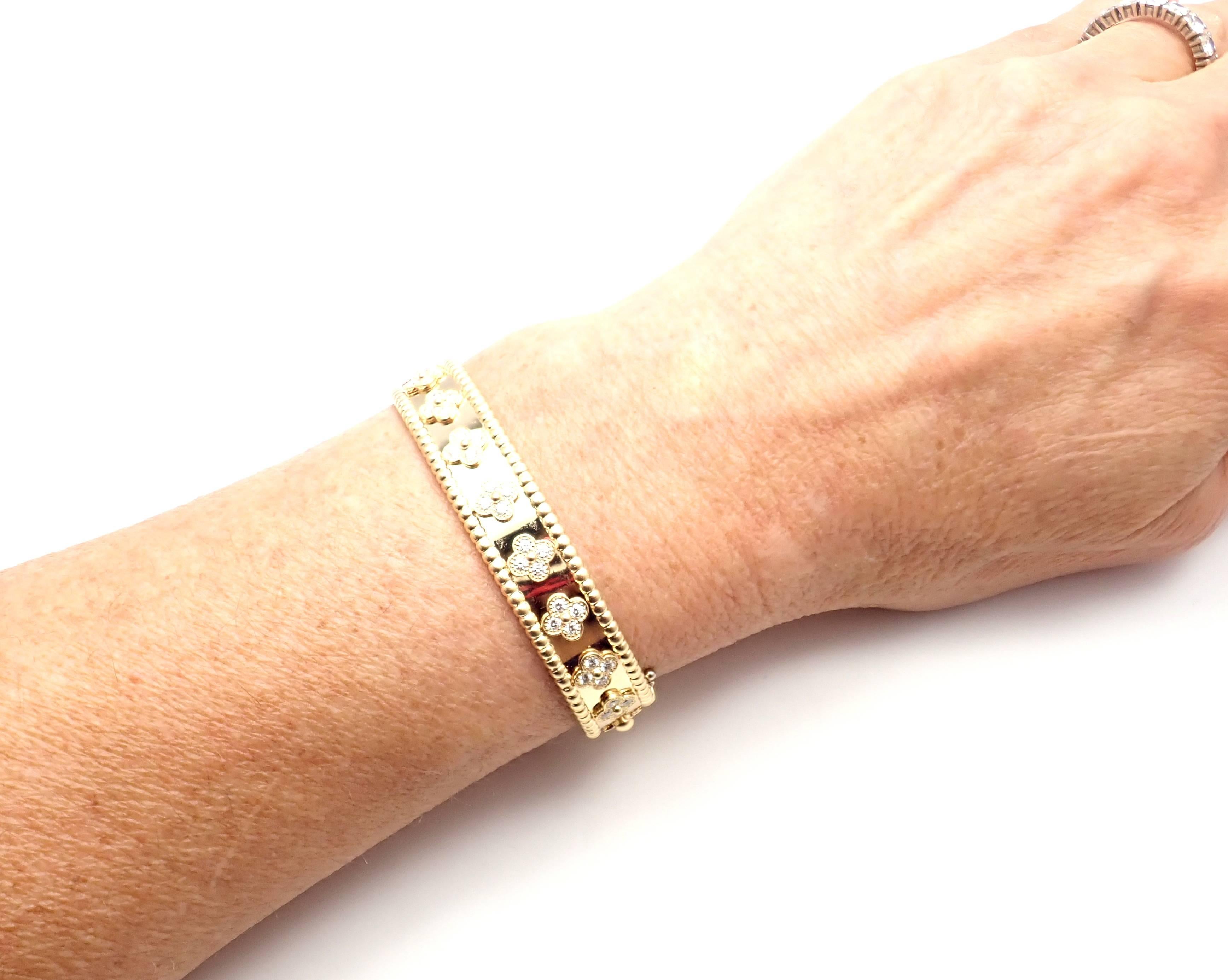 Van Cleef & Arpels Perlée Diamond Clover Yellow Gold Bangle Bracelet 3