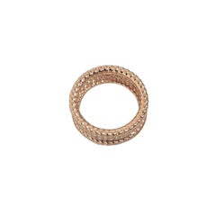 Van Cleef & Arpels Perlee Diamond Pave 3 Row 18K Rose Gold Ring Size 53