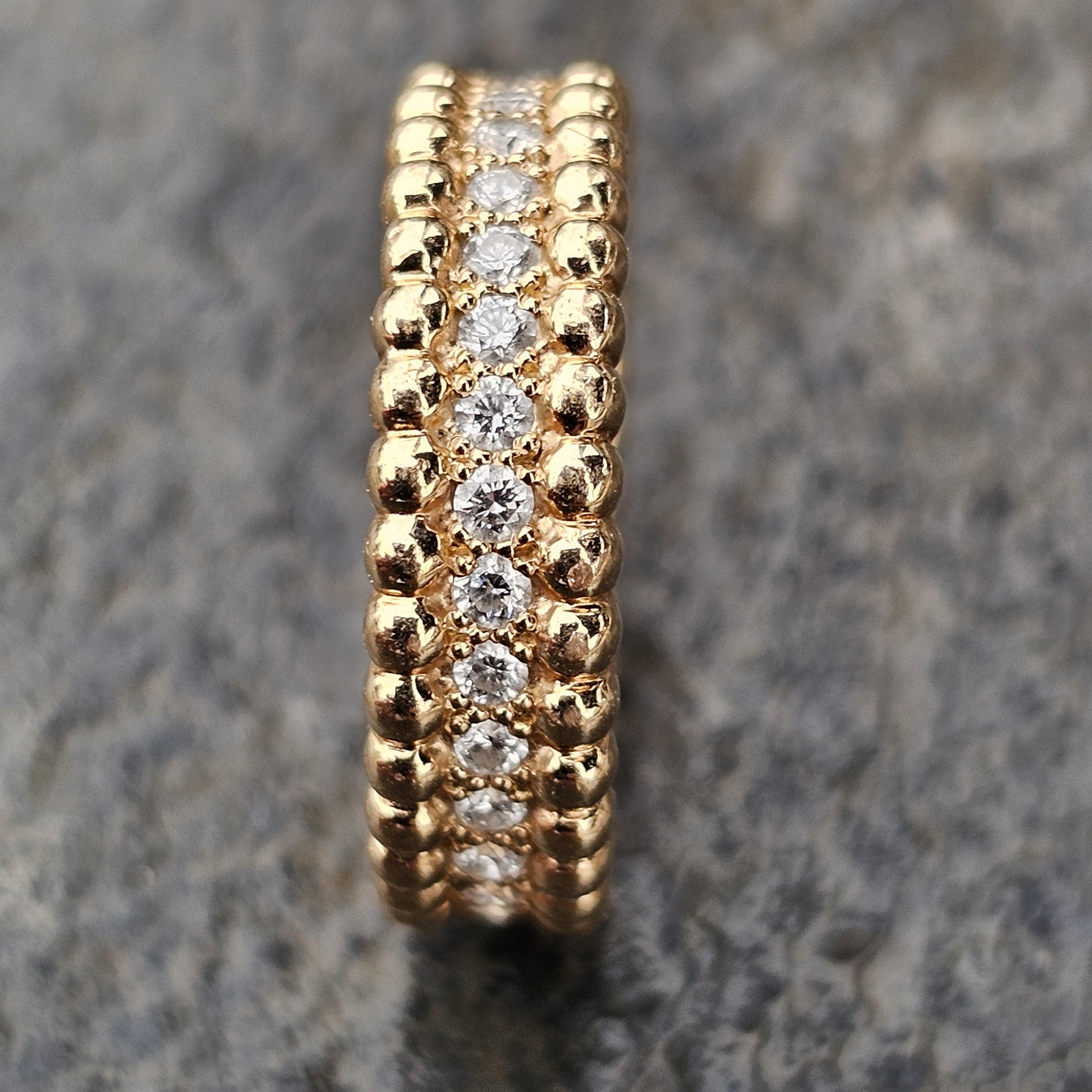 Women's Van Cleef & Arpels Perlee Diamond Ring 1 Row 18k Rose Gold size 51 US 5.75 8300 For Sale