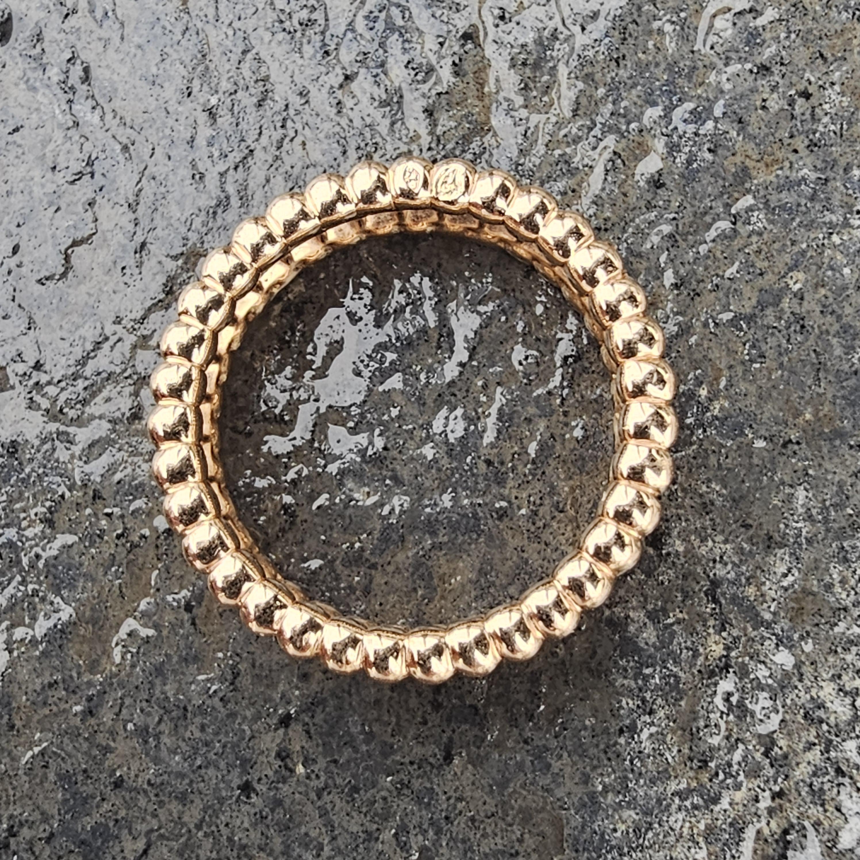 Van Cleef & Arpels Perlee Diamond Ring 1 Row 18k Rose Gold size 51 US 5.75 8300 For Sale 2