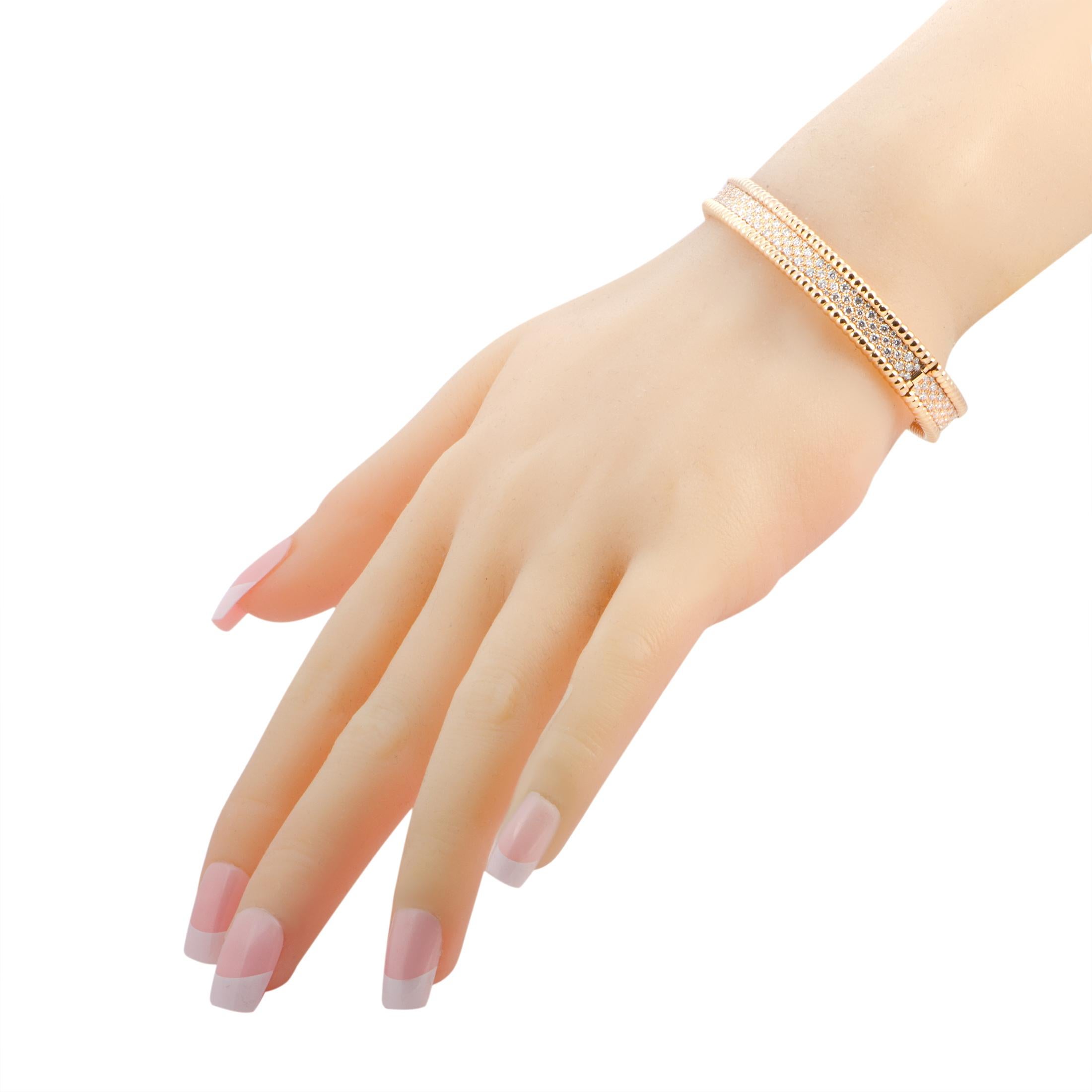 Women's Van Cleef & Arpels Perlée Diamond Rose Gold Bangle Bracelet