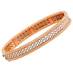 Van Cleef & Arpels Perlée Diamond Rose Gold Bangle Bracelet