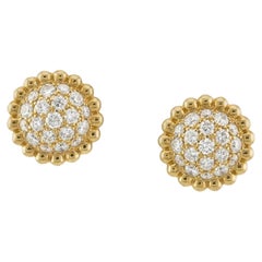 Van Cleef & Arpels Perlee Diamond Stud Earrings, 18K Yellow Gold