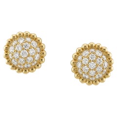 Van Cleef & Arpels Perlee Diamond Stud Earrings, 18K Yellow Gold