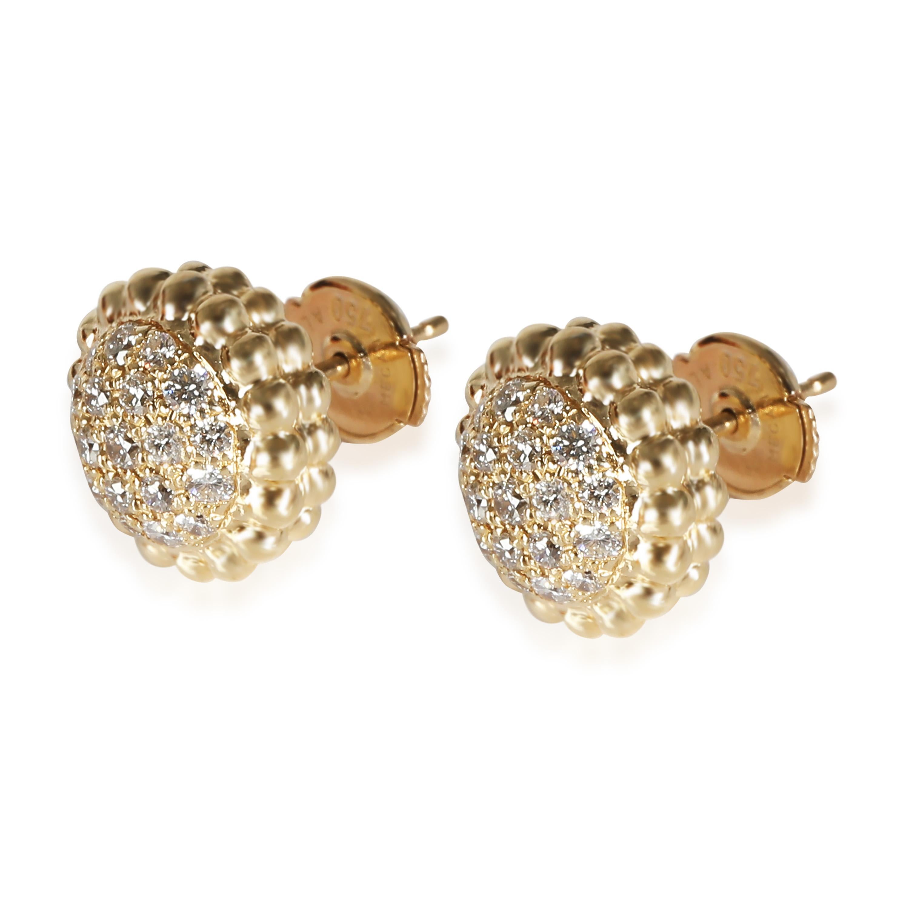 Van Cleef & Arpels Perlee Earrings in 18k Yellow Gold 0.69 CTW In Excellent Condition For Sale In New York, NY