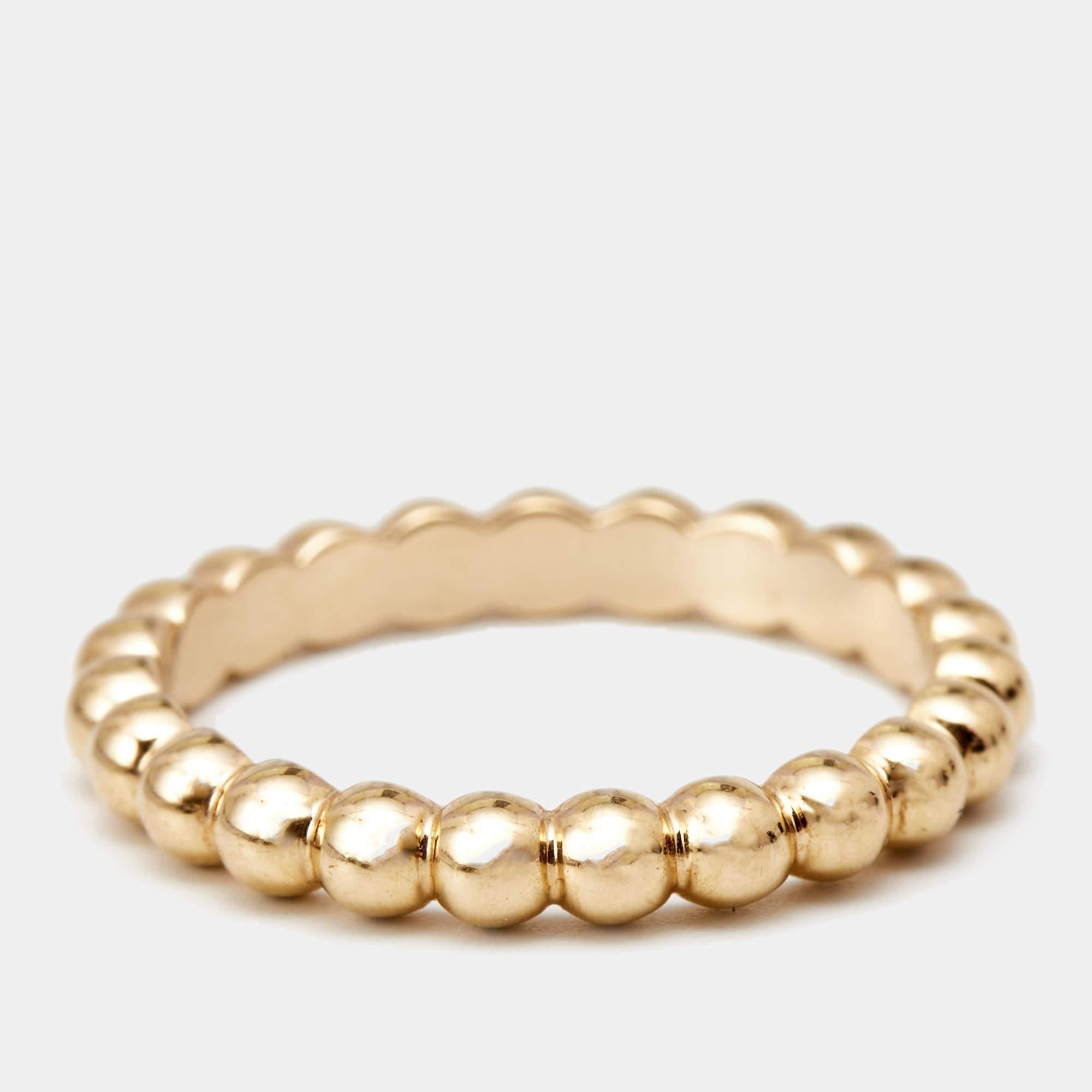 Contemporary Van Cleef & Arpels Perlée Pearls 18k Rose Gold Medium Model Ring Size 50