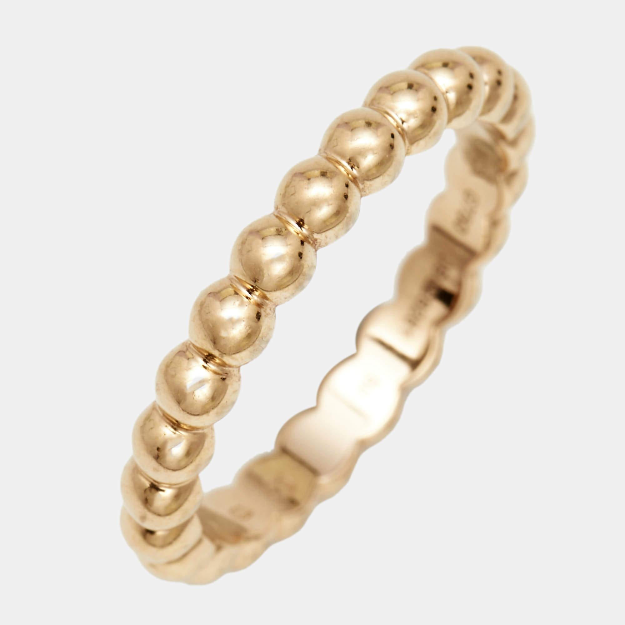 Van Cleef & Arpels Perlée Pearls 18k Rose Gold Medium Model Ring Size 50 In Excellent Condition In Dubai, Al Qouz 2