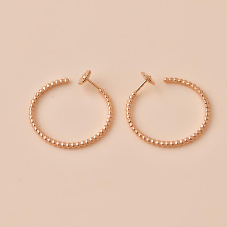 Van Cleef & Arpels Perles Perlées d'Or Rose 18k Boucles d'oreilles Petit Modèle Unisexe en vente