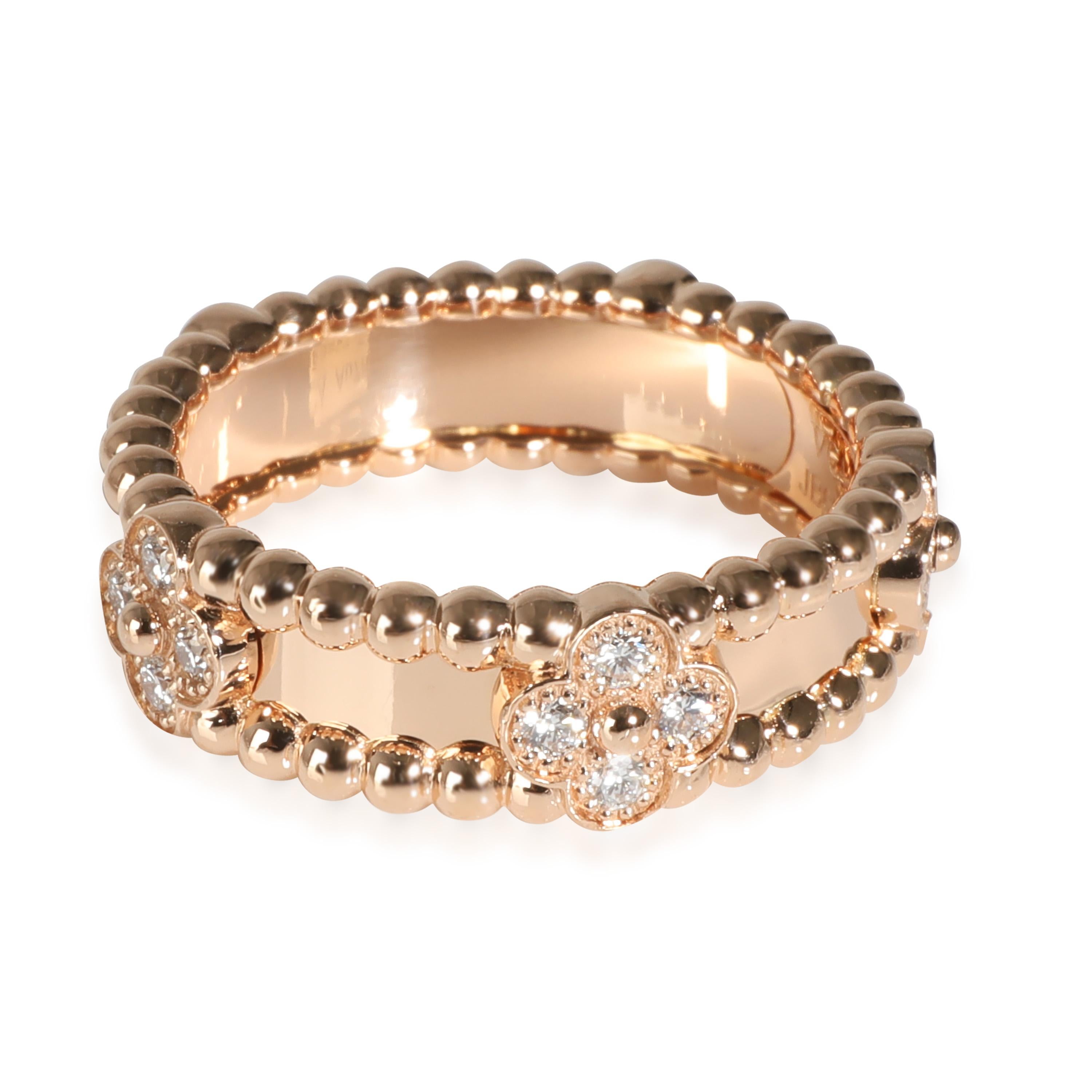 Van Cleef & Arpels Perlee Ring in 18k Rose Gold 0.31 CTW In Excellent Condition For Sale In New York, NY